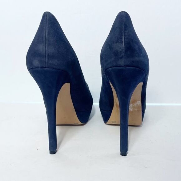 Jessica Simpson Steve Blue Velvet Peep Toe Heels Size 9 - Picture 6 of 8